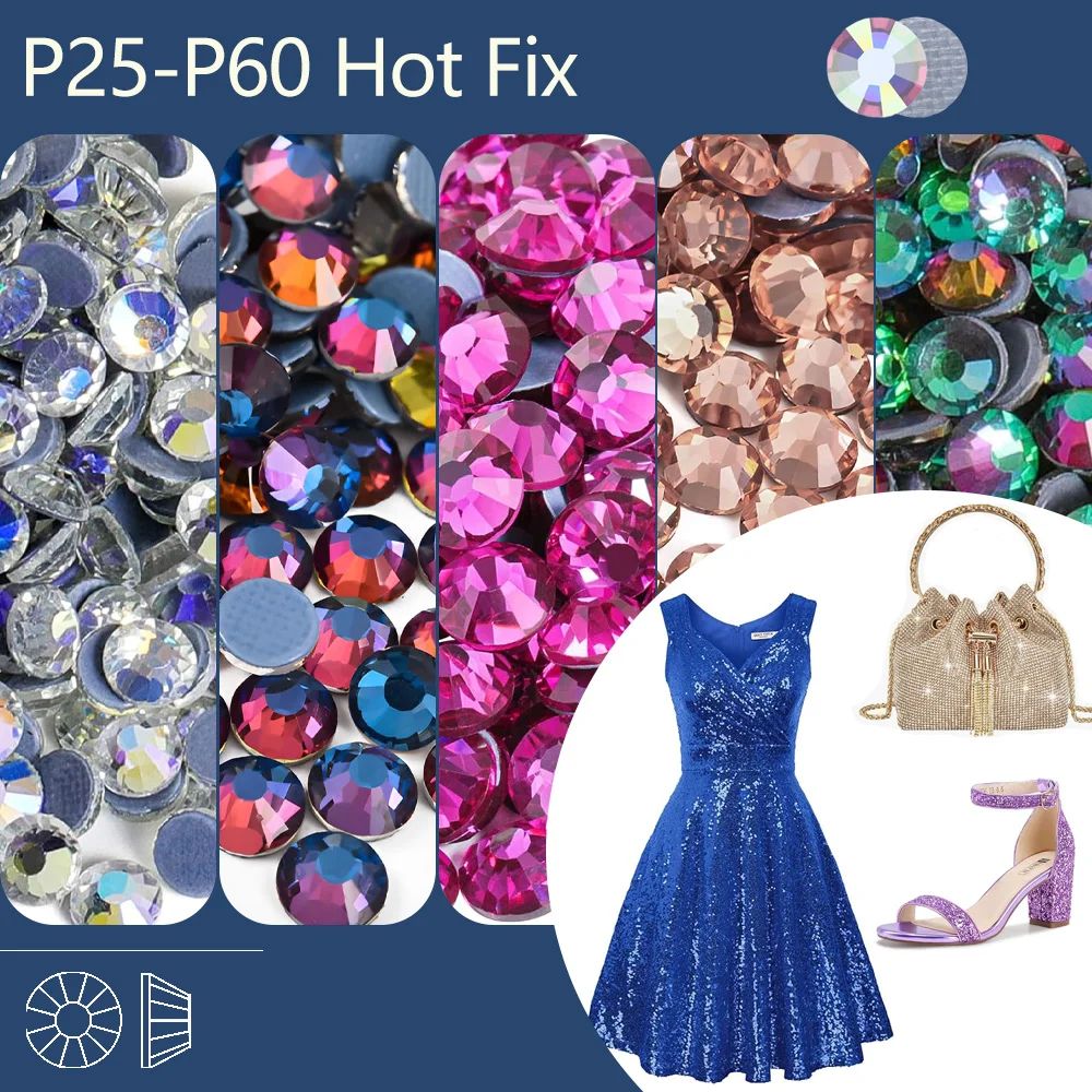 P25-P60 Colors Hotfix Rhinestones 288/1440pcs Glass Flatback Crystal for DIY Crafts Clothes Iron On Rhinestone Strass
P25-P60 Colors Hotfix Rhinestones 288/1440pcs Glass Flatback Crystal for DIY Crafts Clothes Iron On Rhinestone Strass
