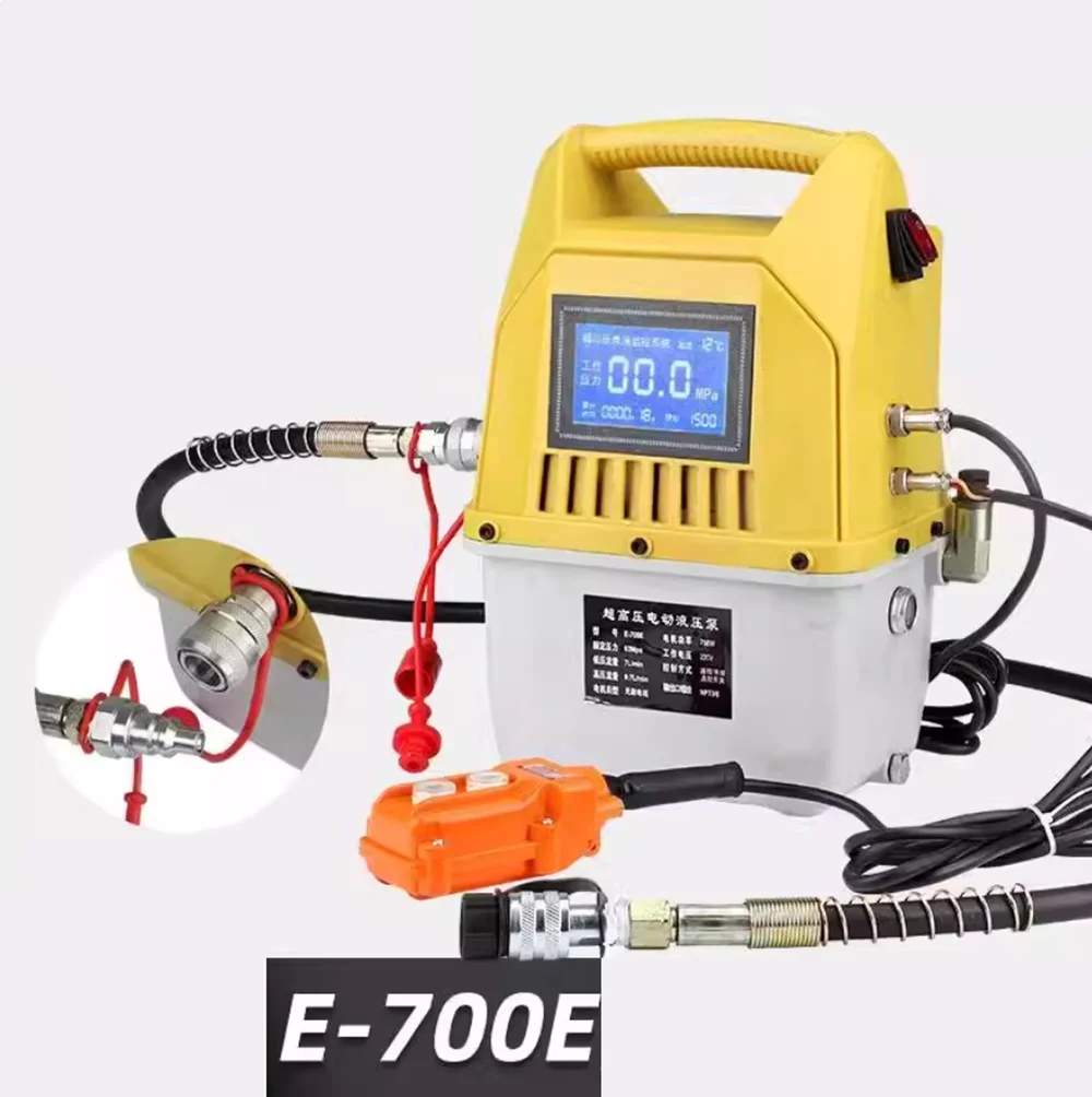 Электрический насос сверхвысокого давления, цифровой пульт дистанционного управления, портативный гидравлический пресс E-700E, гидравлическая насосная станция
Электрический насос сверхвысокого давления, цифровой пульт дистанционного управления, портативный гидравлический пресс E-700E, гидравлическая насосная станция