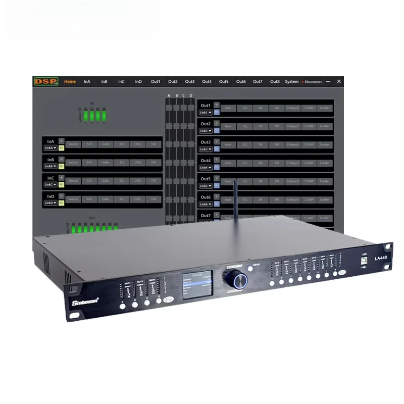 Sinbosen LA448 Speaker Management Dsp Digital Audio Processor Fir Filters 4 In 8 Out
Sinbosen LA448 Speaker Management Dsp Digital Audio Processor Fir Filters 4 In 8 Out