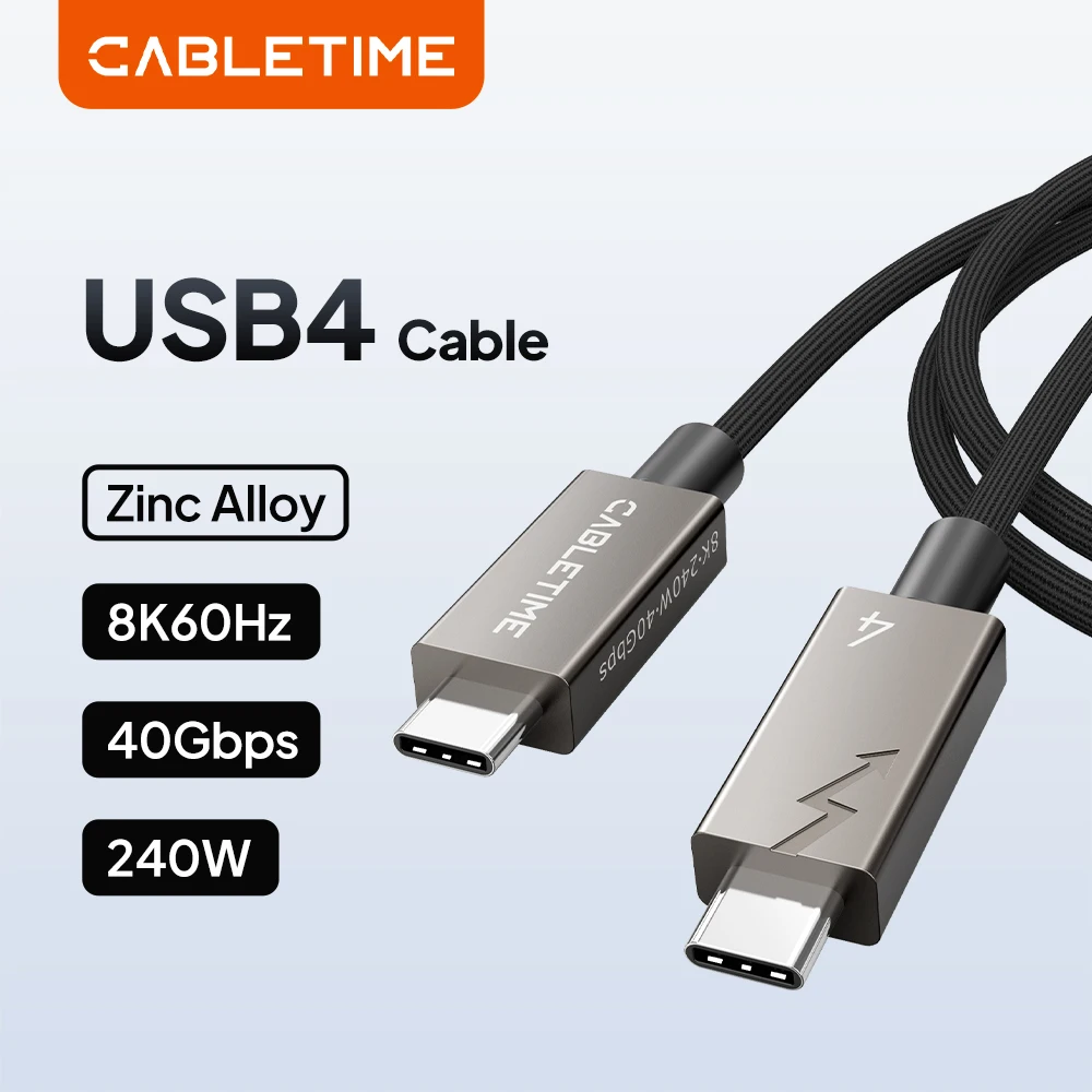 CABLETIME PD240W 40Gbps 8K 60HZ USB 4 Cable Compatible for iPad MacBook pro iphone cable Type C to Type C Fast Charging cable
CABLETIME PD240W 40Gbps 8K 60HZ USB 4 Cable Compatible for iPad MacBook pro iphone cable Type C to Type C Fast Charging cable