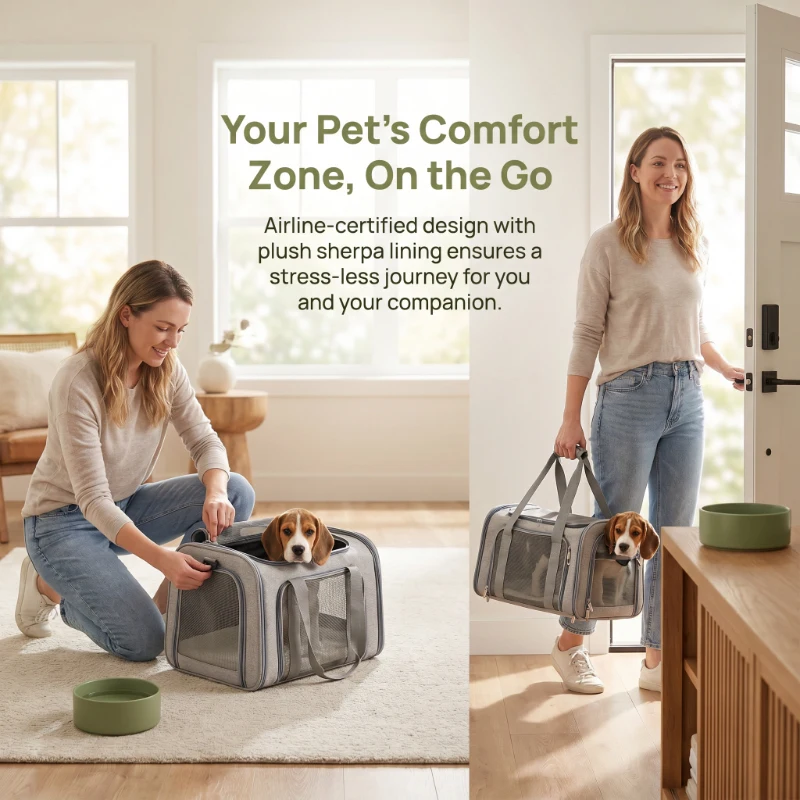 Dog Cat Travel Carrier Bag Airline Approved Portable Soft Side Backpack Handbag for Outgoing Pets
Dog Cat Travel Carrier Bag Airline Approved Portable Soft Side Backpack Handbag for Outgoing Pets