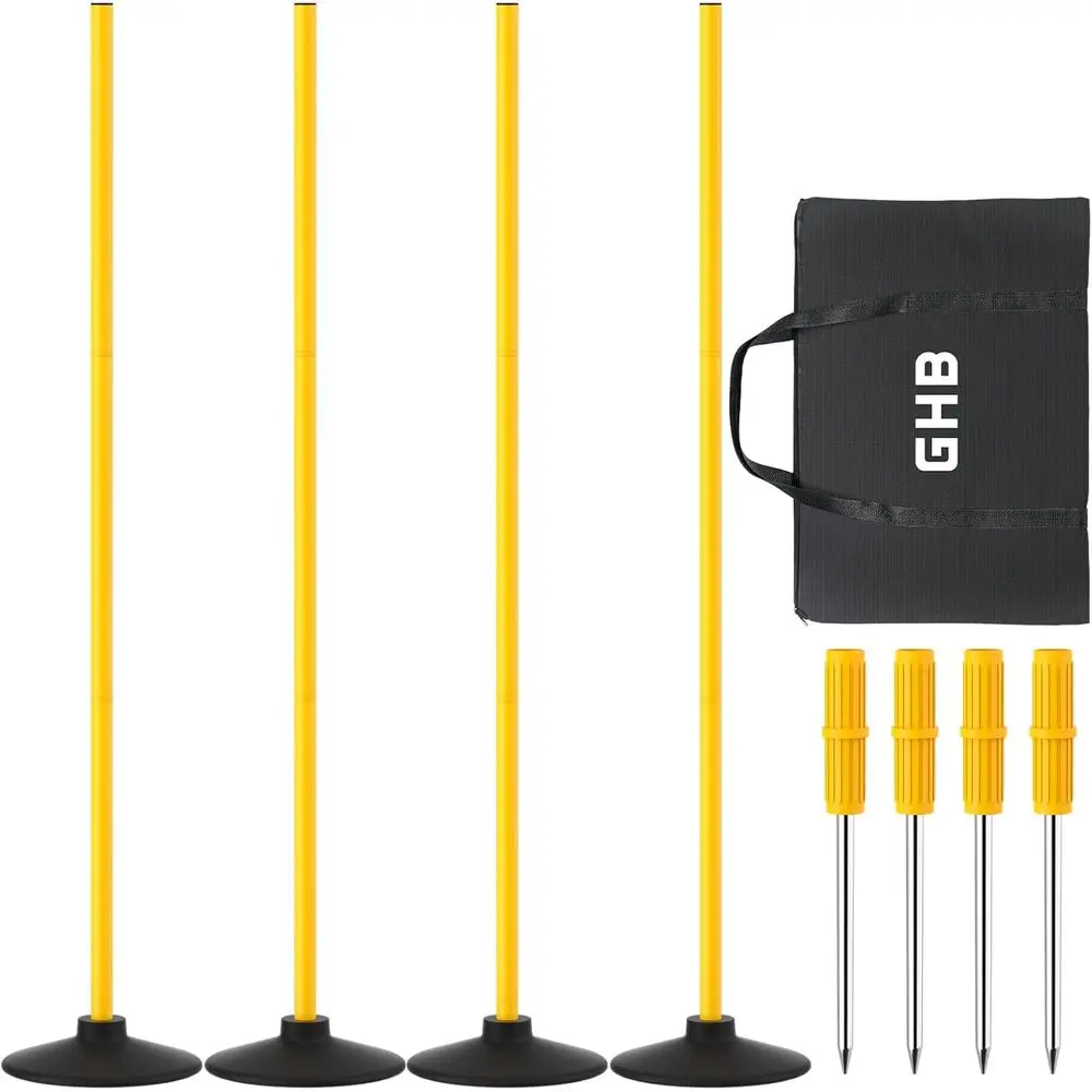 4 Pack 50 Agility Poles for Soccer Training, 2-in-1 Design with Rubber Base and Spike
4 Pack 50 Agility Poles for Soccer Training, 2-in-1 Design with Rubber Base and Spike