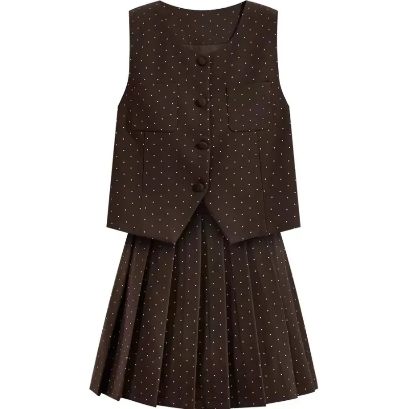 Women's Polka Dot 2-Piece Set Sleeveless Vest Pleated A-Line Skirt Korean Style Outfit
Women's Polka Dot 2-Piece Set Sleeveless Vest Pleated A-Line Skirt Korean Style Outfit