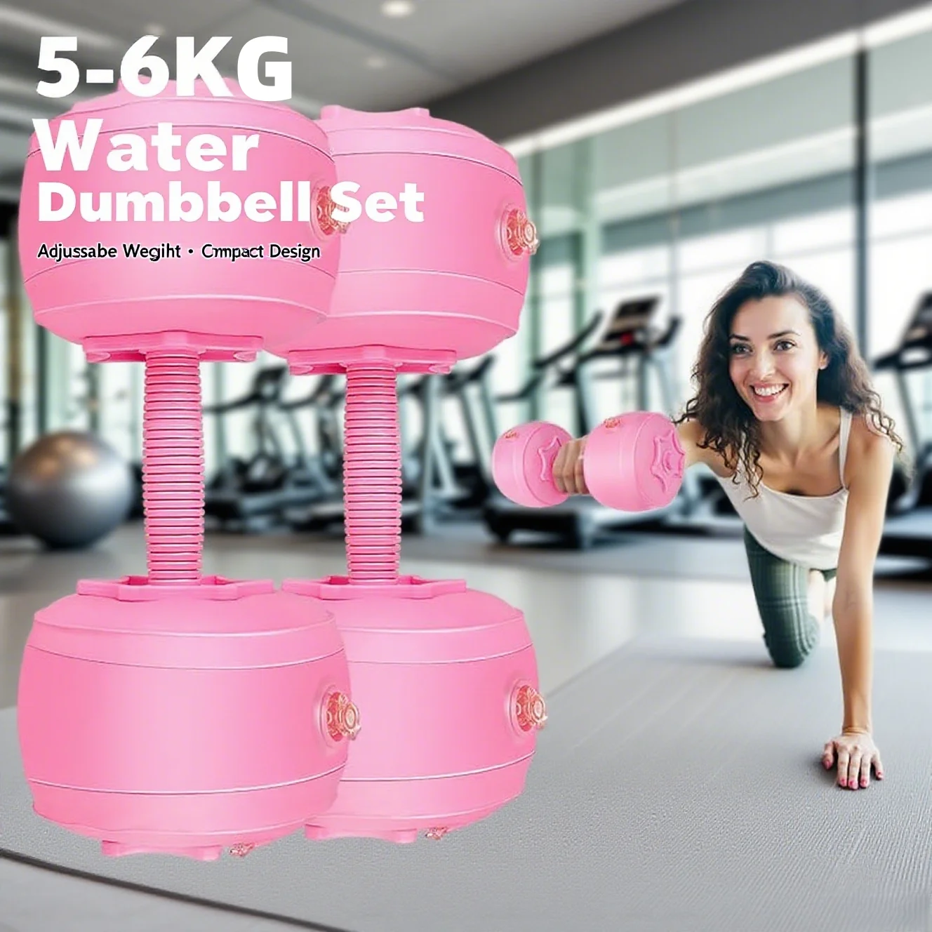 5-6 kg water dumbbell set (pair) adjustable weight portable travel fitness strength training / pink 
5-6 kg water dumbbell set (pair) adjustable weight portable travel fitness strength training / pink
