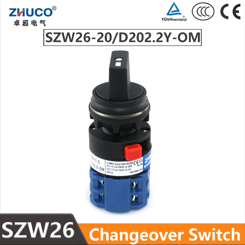 ZHUCO SZW26/LW26-20C/D202.2Y-OM 20A 660V 2 Poles 8 Screws Manual Transfer Universal Changeover Cam Switch Without Panel
ZHUCO SZW26/LW26-20C/D202.2Y-OM 20A 660V 2 Poles 8 Screws Manual Transfer Universal Changeover Cam Switch Without Panel