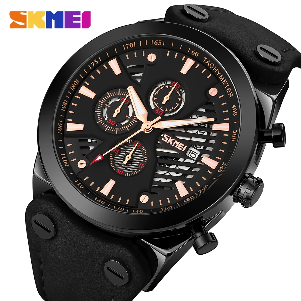 SKMEI Brand Leather Watch Men Luxury Business Chronograph Male Wrist Watch Fashion Casual Waterproof Military Sport Quartz Watch
SKMEI Brand Leather Watch Men Luxury Business Chronograph Male Wrist Watch Fashion Casual Waterproof Military Sport Quartz Watch