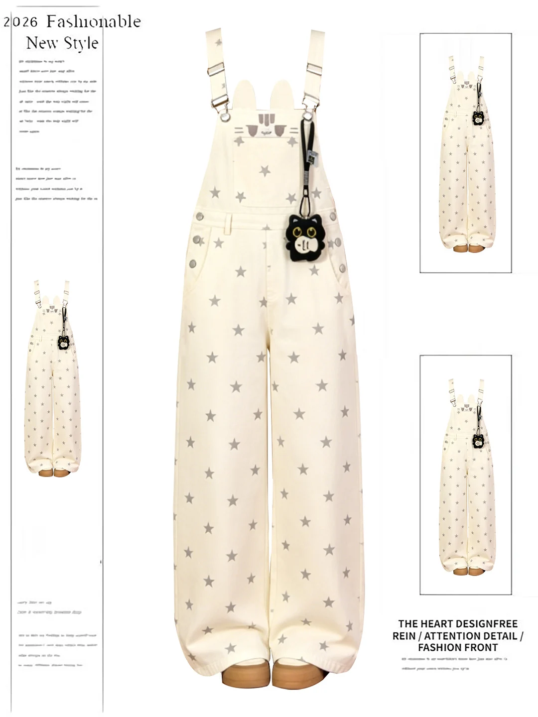 Retro American Cute Embroidery Denim Overalls Women's Summer New Design Wide Leg Pants High Waist Button Soft Washable
Retro American Cute Embroidery Denim Overalls Women's Summer New Design Wide Leg Pants High Waist Button Soft Washable