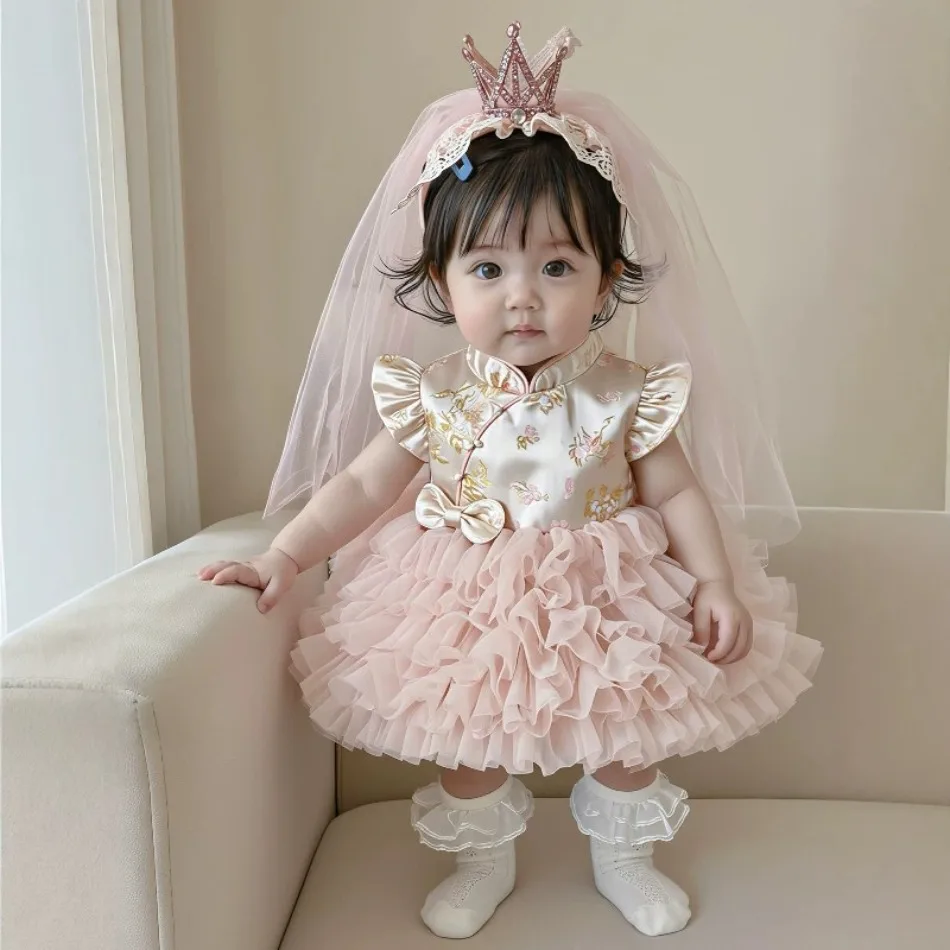 Baby Girls Short Sleeve Chinese Qipao Top Ruffle Tulle Tutu Skirt Floral Satin Print Toddler Birthday Photography Party Dress
Baby Girls Short Sleeve Chinese Qipao Top Ruffle Tulle Tutu Skirt Floral Satin Print Toddler Birthday Photography Party Dress