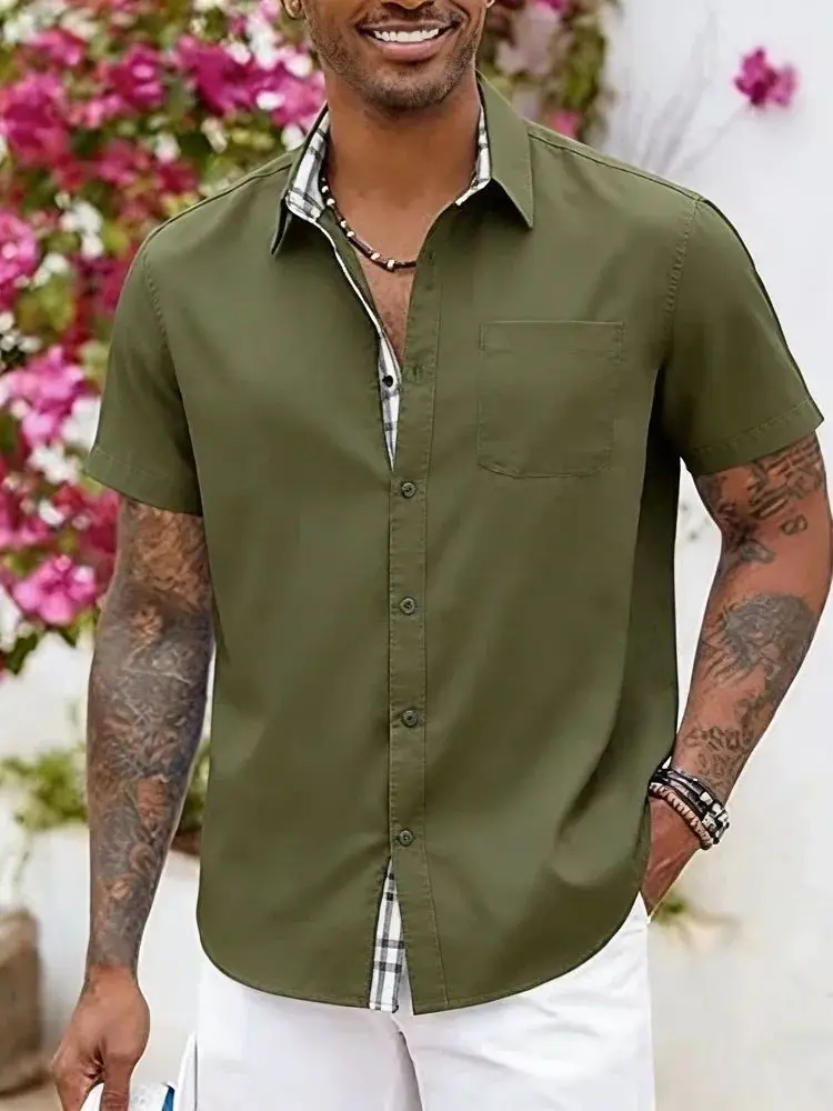 Men's Pure Color Lapel Pocket Shirt Fashion Urban Style Short Sleeve Standard Fit Polyester Casual Top for Daily Wear
Men's Pure Color Lapel Pocket Shirt Fashion Urban Style Short Sleeve Standard Fit Polyester Casual Top for Daily Wear