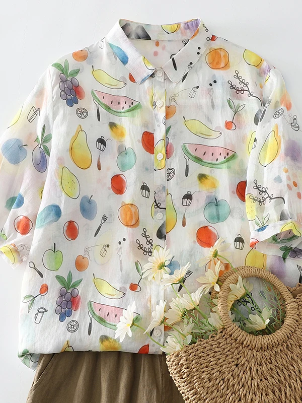 Casual Style Printed Short Sleeve Shirt Women's plus Size Single Button Flip Collar Summer Fashionable Top Casual Wear
Casual Style Printed Short Sleeve Shirt Women's plus Size Single Button Flip Collar Summer Fashionable Top Casual Wear