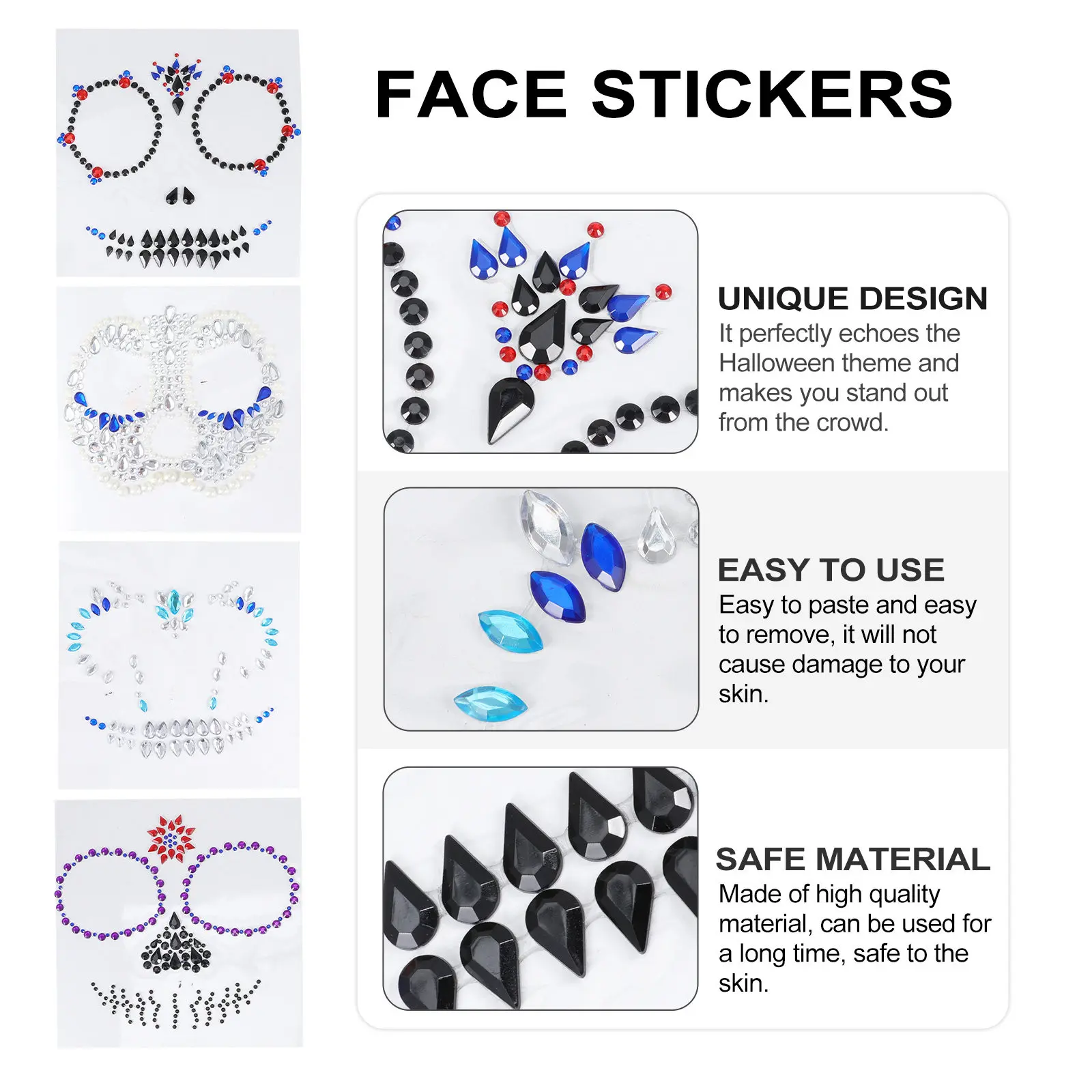 Набор из 4 временных татуировок-наклеек для лица на Хэллоуин: легко наносятся, безопасны для кожи, страшные украшения для тела для вечеринок, костюмированных мероприятий и праздничных развлечений
Набор из 4 временных татуировок-наклеек для лица на Хэллоуин: легко наносятся, безопасны для кожи, страшные украшения для тела для вечеринок, костюмированных мероприятий и праздничных развлечений