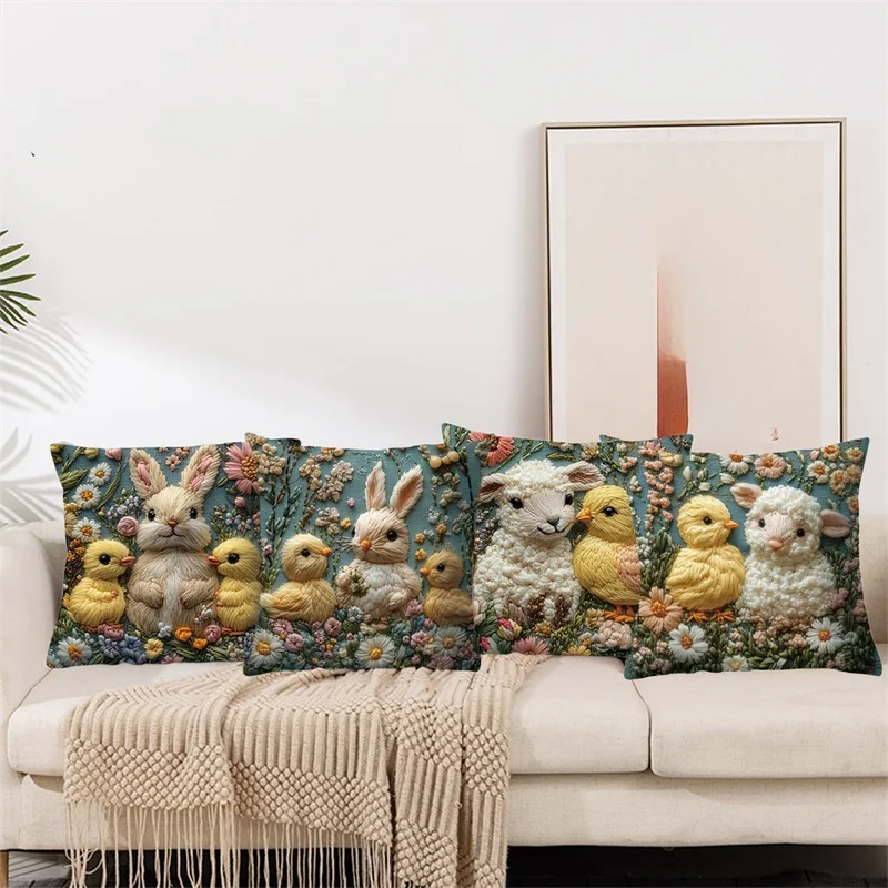 Easter Pillowcase Bunny Chick Sheep Print Throw Pillow Cover Home Decor for Sofa Bedroom
Easter Pillowcase Bunny Chick Sheep Print Throw Pillow Cover Home Decor for Sofa Bedroom