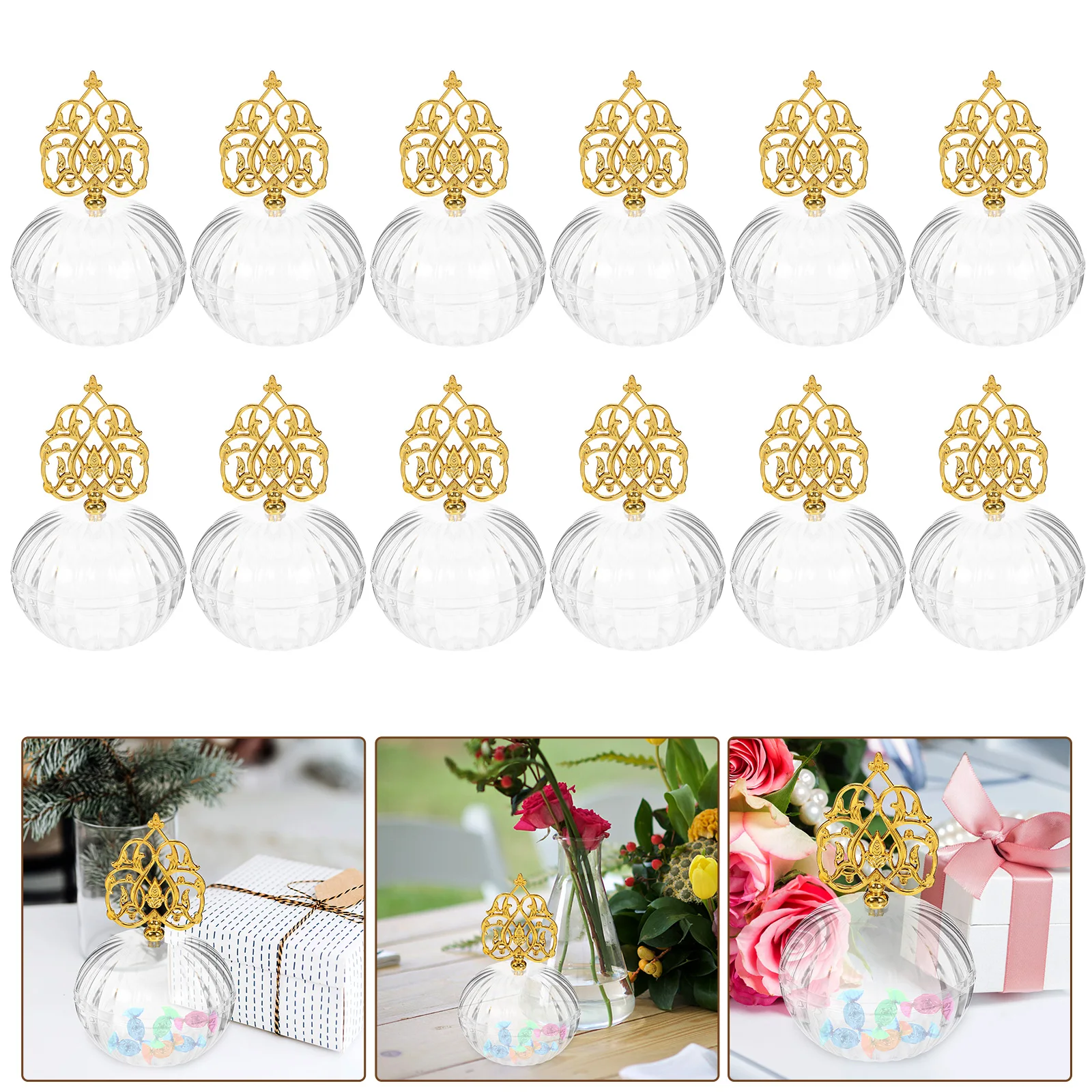 12 Pcs Candy Box Round Transparent Reusable Baby Full Moon Gift Golden Decorative Accessories Storage Container
12 Pcs Candy Box Round Transparent Reusable Baby Full Moon Gift Golden Decorative Accessories Storage Container