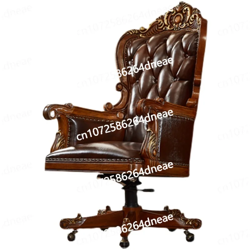 European solid wood swivel chair American leather boss lifting office executive meeting president book chair c 
European solid wood swivel chair American leather boss lifting office executive meeting president book chair c