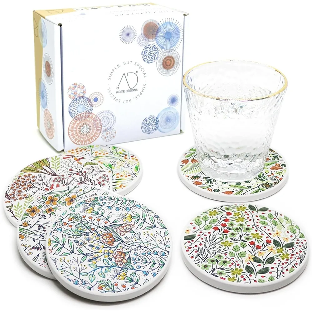 Set of 6 Coasters for Drinks Absorbing Round Ceramic Stone Coaster with Cork Base Tabletop Protection Mat for Mugs and Cups,Off
Set of 6 Coasters for Drinks Absorbing Round Ceramic Stone Coaster with Cork Base Tabletop Protection Mat for Mugs and Cups,Off