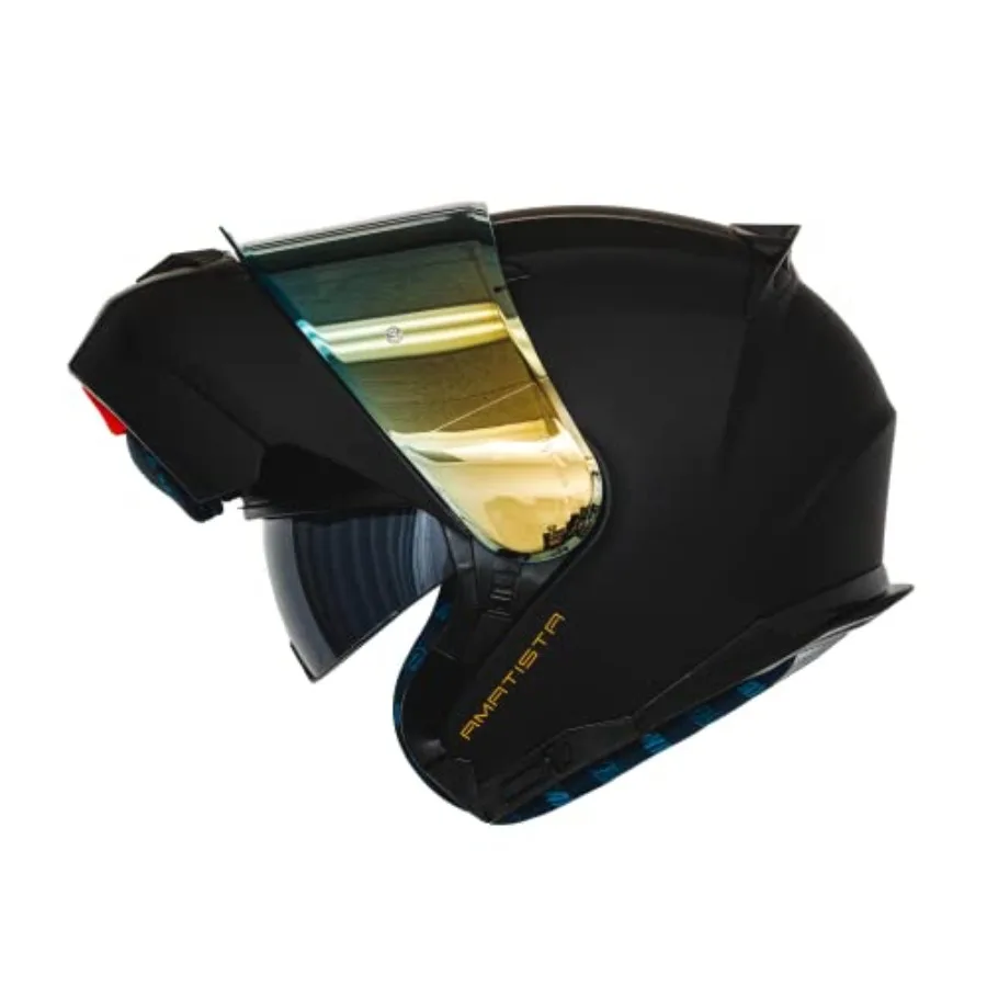 Amatista Modular Flip-Up Dual Visor Motorcycle Helmet for urban riding lightweight polycarbonate shell, matte black finish, DOT
Amatista Modular Flip-Up Dual Visor Motorcycle Helmet for urban riding lightweight polycarbonate shell, matte black finish, DOT