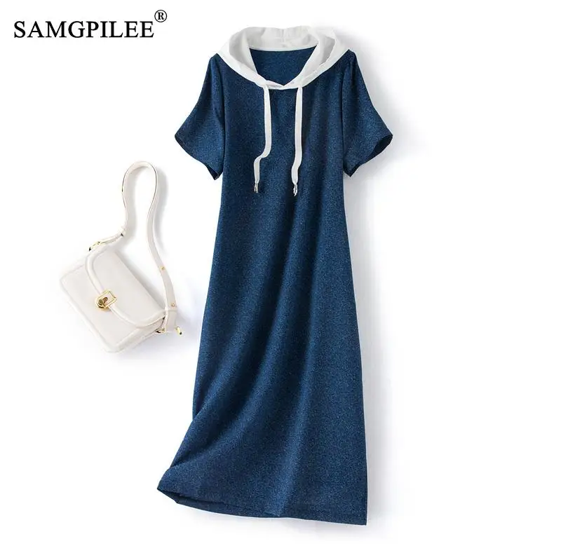 Dresses For Women 2023 Summer New Retro Loose Hooded Chiffon Cool Contrast Stitching Over The Knee Elegant Casual Female Dress
Dresses For Women 2023 Summer New Retro Loose Hooded Chiffon Cool Contrast Stitching Over The Knee Elegant Casual Female Dress
