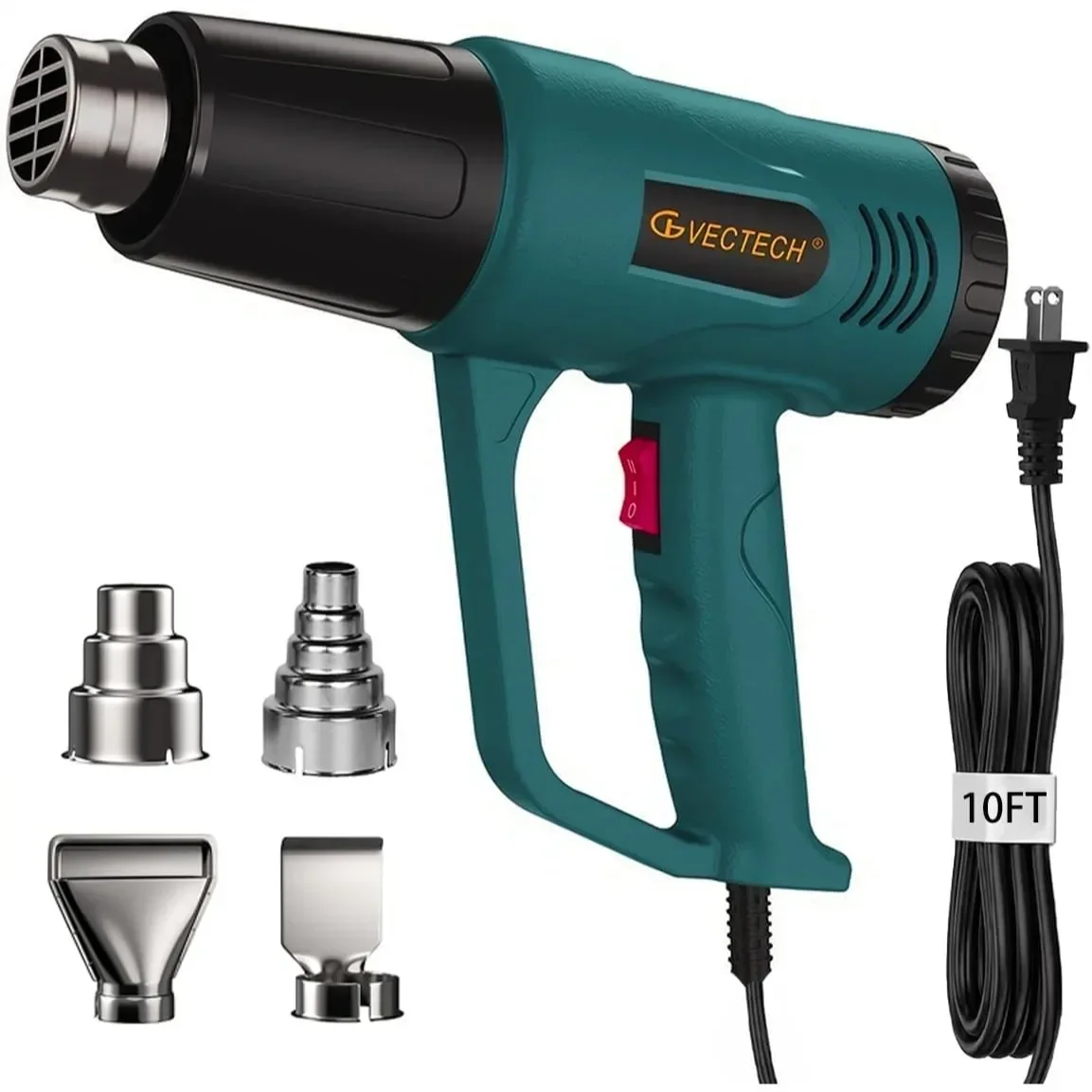Heat Gun 1500W with Dual Temperature 572°F & 1112°F, 4 Nozzles & 10ft Cord for Shrink Wrap, Paint Removal, Crafts
Heat Gun 1500W with Dual Temperature 572°F & 1112°F, 4 Nozzles & 10ft Cord for Shrink Wrap, Paint Removal, Crafts