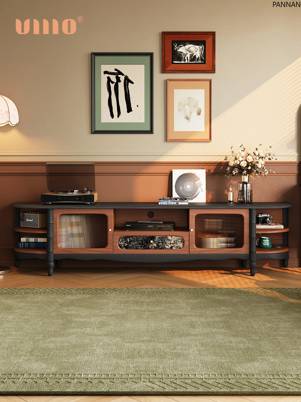 French retro solid wood TV cabinet small apartment living room antique oval TV cabinet
French retro solid wood TV cabinet small apartment living room antique oval TV cabinet
