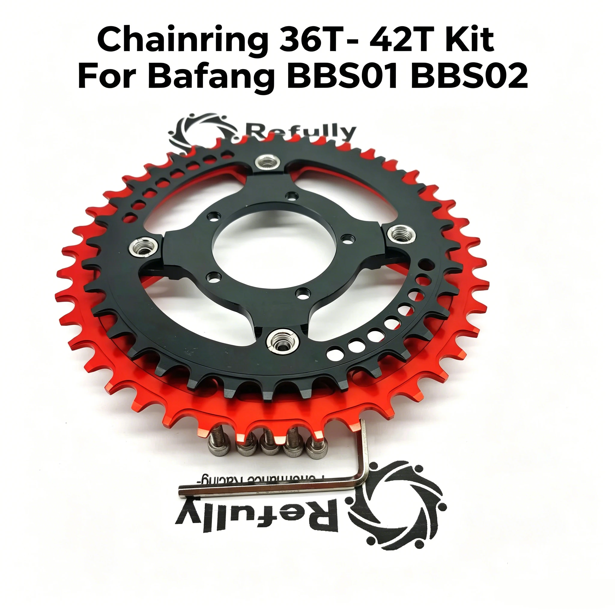 36T‑42T Dual Color Chainring Kit Compatible with Bafang BBS01 BBS02 Mid Drive Electric Bike Motor
36T‑42T Dual Color Chainring Kit Compatible with Bafang BBS01 BBS02 Mid Drive Electric Bike Motor