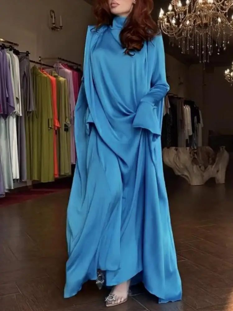 Bonboho Women's Elegant Solid Color Dress High Neck Flared Sleeves Loose Pleated Floor Length Evening Party Dresses for Ladies
Bonboho Women's Elegant Solid Color Dress High Neck Flared Sleeves Loose Pleated Floor Length Evening Party Dresses for Ladies