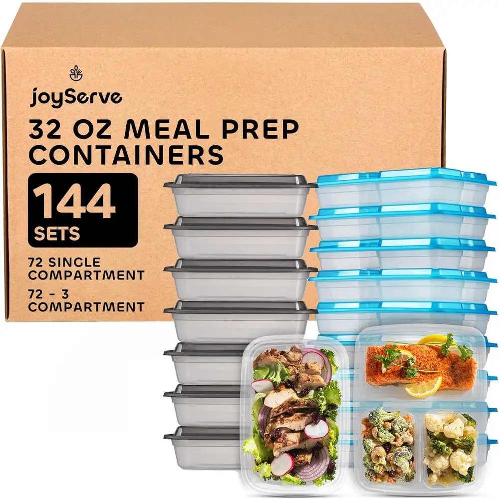 144-Count 32 Oz Meal Prep Containers - 3-Compartment & Single-Serve, BPA-Free, Reusable or Disposable, Microwave & Dishwasher Sa
144-Count 32 Oz Meal Prep Containers - 3-Compartment & Single-Serve, BPA-Free, Reusable or Disposable, Microwave & Dishwasher Sa