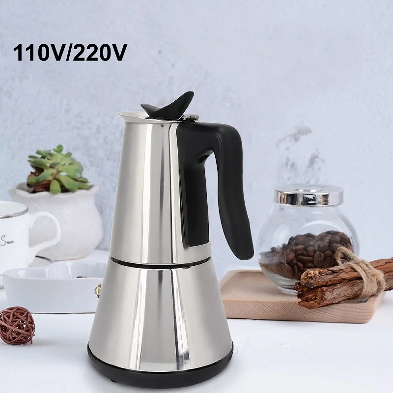 110V/220V Electric Coffee Maker 304 Stainless Steel Mocha Pot 300ml Electric Italian Coffee Maker Percolator for Home Silver
110V/220V Electric Coffee Maker 304 Stainless Steel Mocha Pot 300ml Electric Italian Coffee Maker Percolator for Home Silver