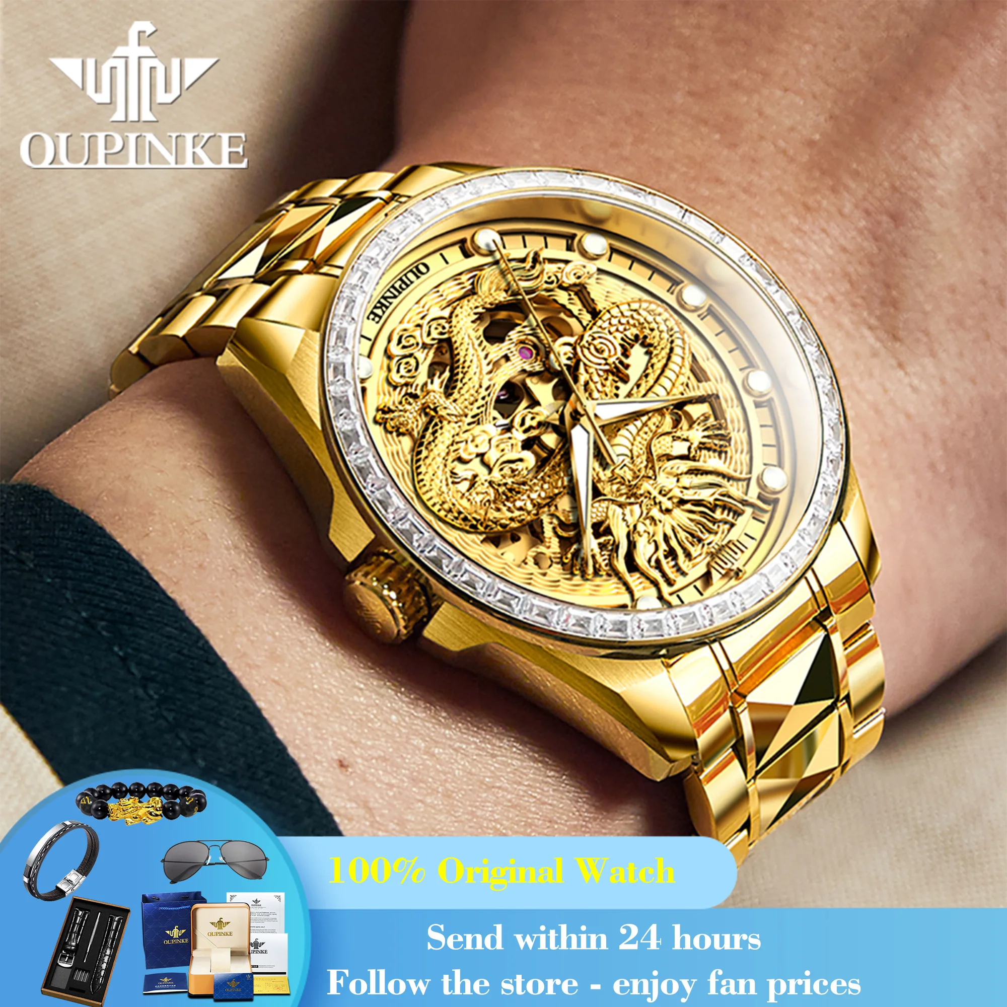 OUPINKE 3276 Watch For Men Dragon Mechanical Man Watch Synthetic Sapphire Mirror 50M Waterproof Hollow Business Male Wristwatch
OUPINKE 3276 Watch For Men Dragon Mechanical Man Watch Synthetic Sapphire Mirror 50M Waterproof Hollow Business Male Wristwatch