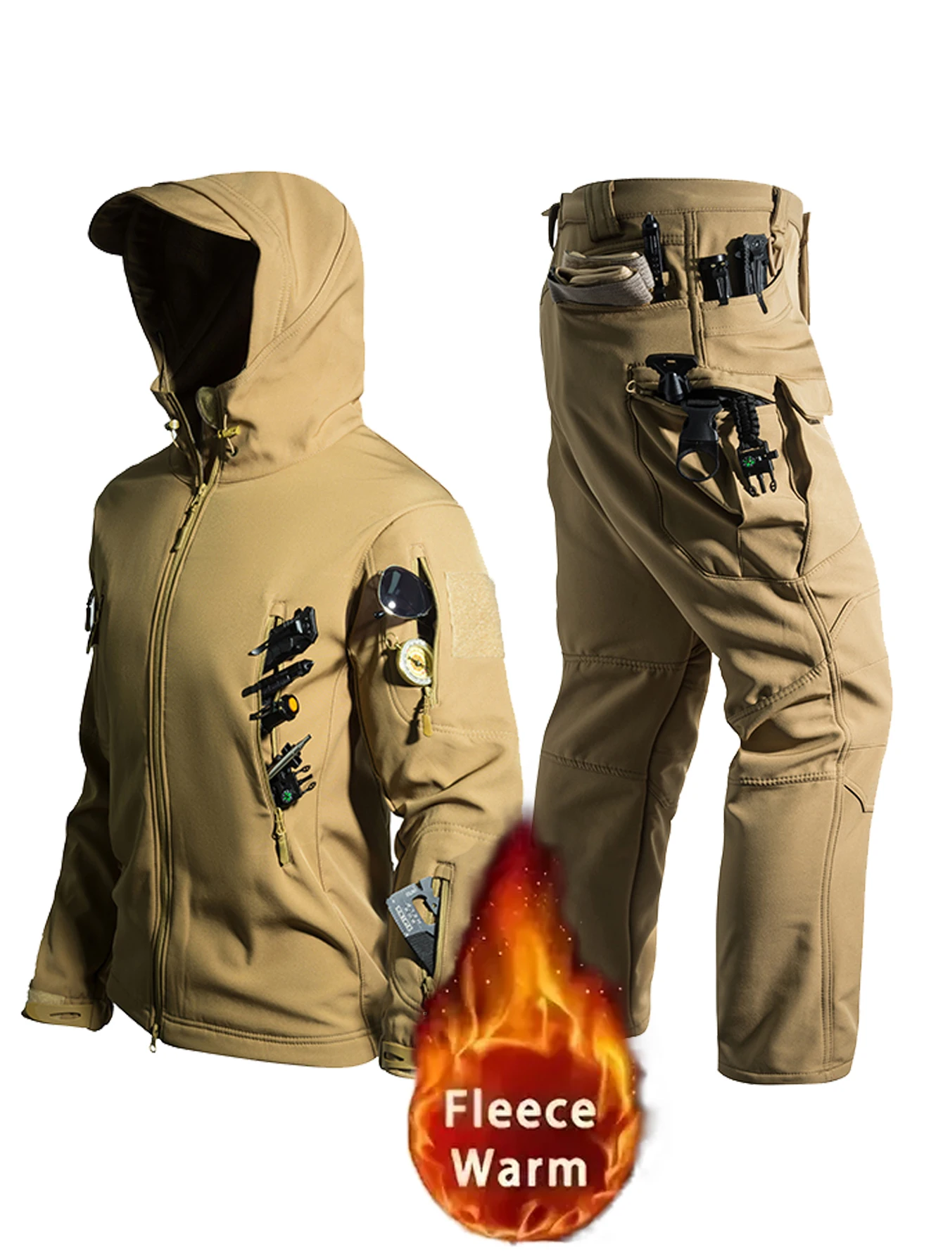 2026 Men' Fleece Hooded Softshell Jacket Sets Multi-Pocket Winter&Autumn Outdoor Jackets Windproof Waterproof Warm Tactical Suit
2026 Men' Fleece Hooded Softshell Jacket Sets Multi-Pocket Winter&Autumn Outdoor Jackets Windproof Waterproof Warm Tactical Suit