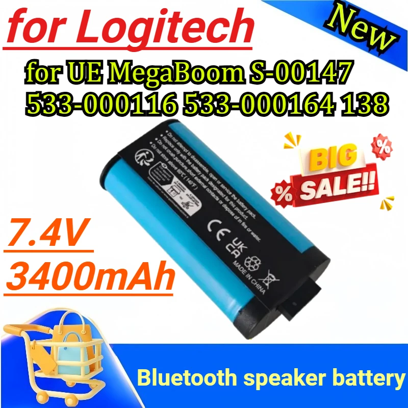 New 7.4V 3400mAh for Logitech UE MegaBoom S-00147 533-000116 533-000164 138 Bluetooth Audio Battery
New 7.4V 3400mAh for Logitech UE MegaBoom S-00147 533-000116 533-000164 138 Bluetooth Audio Battery