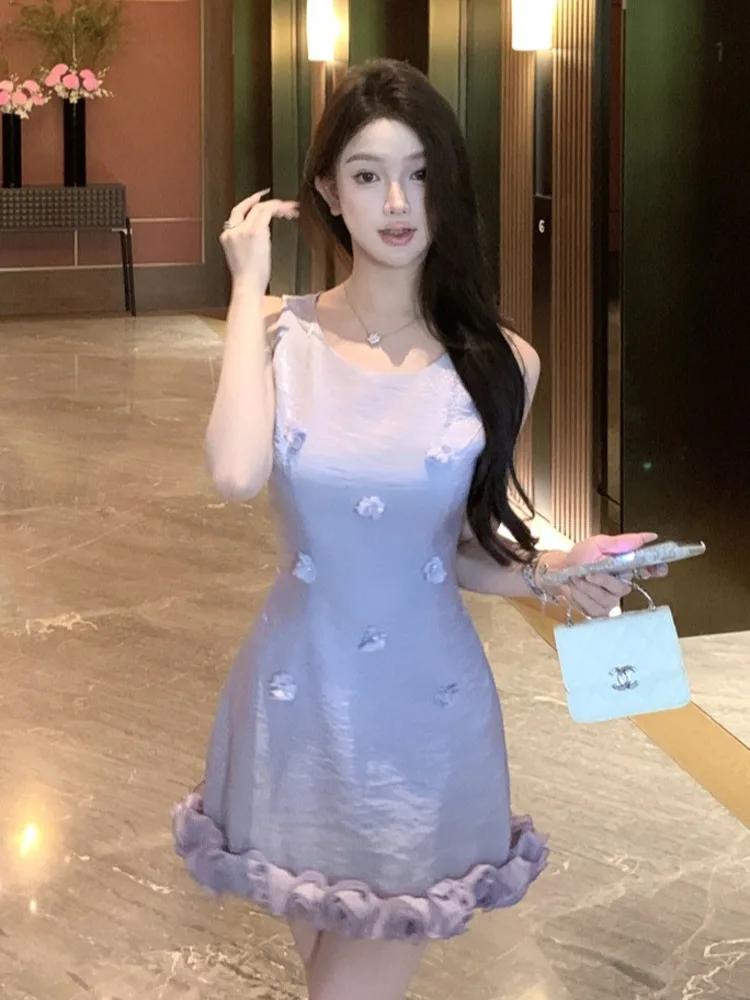 New French Three-dimensional Flowers Women Sleeveless O-Neck Mini Dresses Girl Sweet Cute Ruffles Birthday Party Celebrate Dress
New French Three-dimensional Flowers Women Sleeveless O-Neck Mini Dresses Girl Sweet Cute Ruffles Birthday Party Celebrate Dress