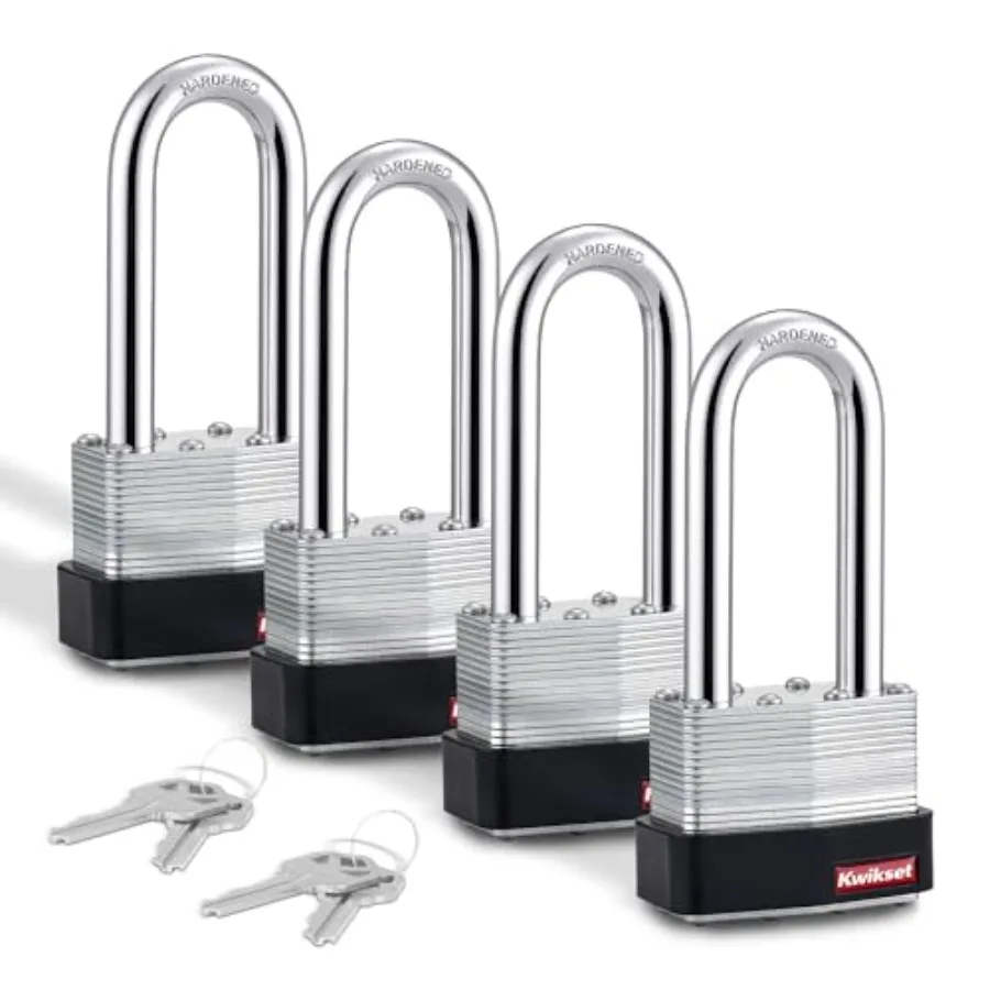 Laminated Steel Padlock with Hardened Steel Shackle, Outdoor Gate and Fence Lock, 2 in Body, 2-1/2 in Shackle, 4 Pack Keyed Ali
Laminated Steel Padlock with Hardened Steel Shackle, Outdoor Gate and Fence Lock, 2 in Body, 2-1/2 in Shackle, 4 Pack Keyed Ali