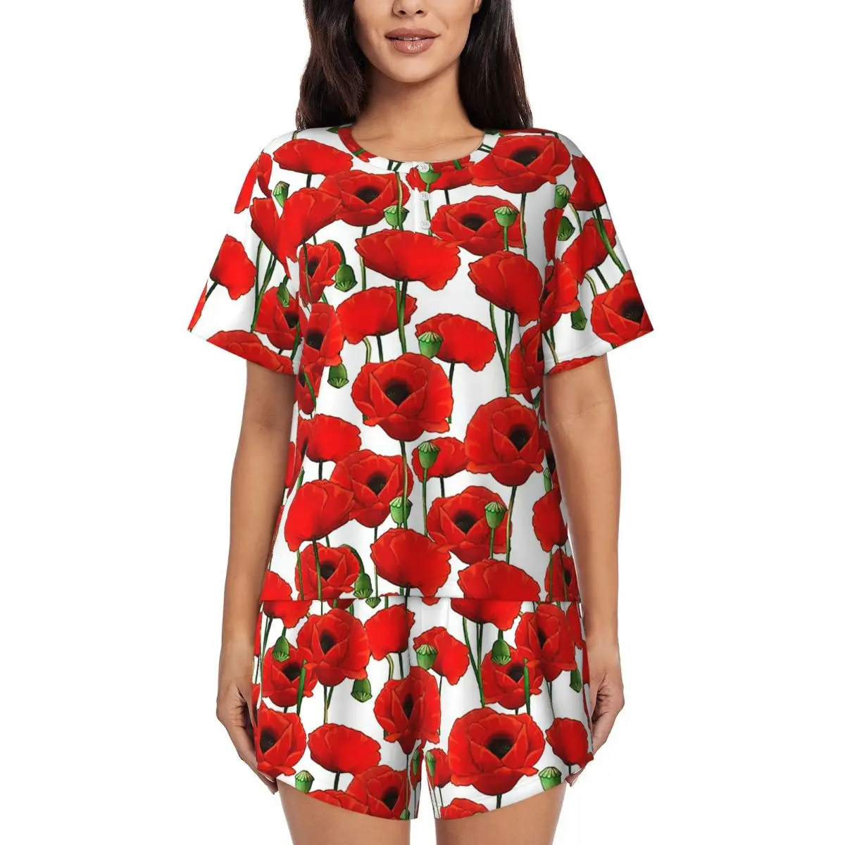 Poppy Pattern Round Neck Short Sleeves Nightdress for Sleeping Sleepshirts Women Loose Pajama Set Short Pants
Poppy Pattern Round Neck Short Sleeves Nightdress for Sleeping Sleepshirts Women Loose Pajama Set Short Pants