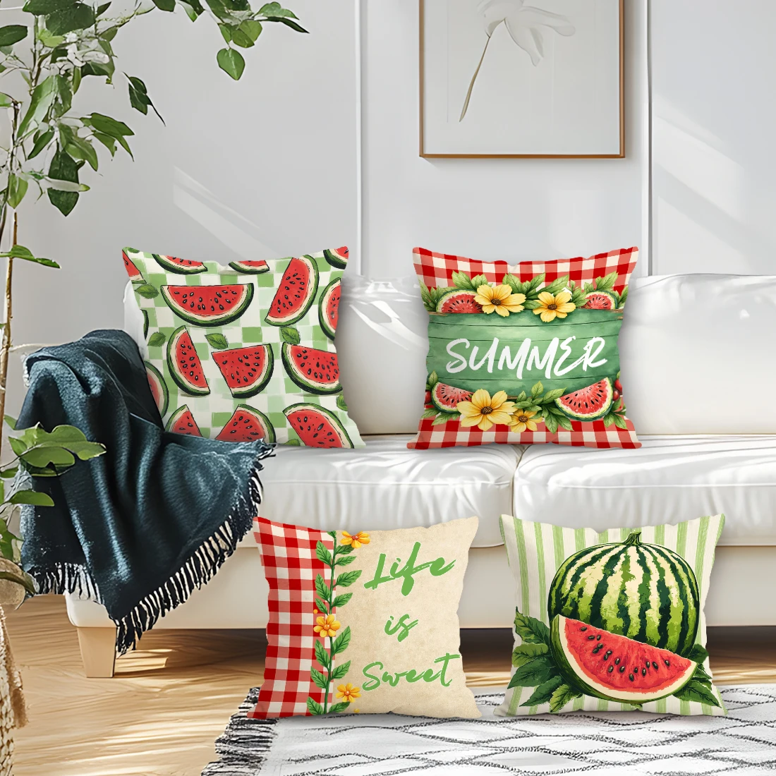 4Pcs Grid Summer Watermelon Cushion Covers Single-sided Printed 40/45/50CM Throw Pillow Case Cover Sofa Cushion Home Room Decor
4Pcs Grid Summer Watermelon Cushion Covers Single-sided Printed 40/45/50CM Throw Pillow Case Cover Sofa Cushion Home Room Decor