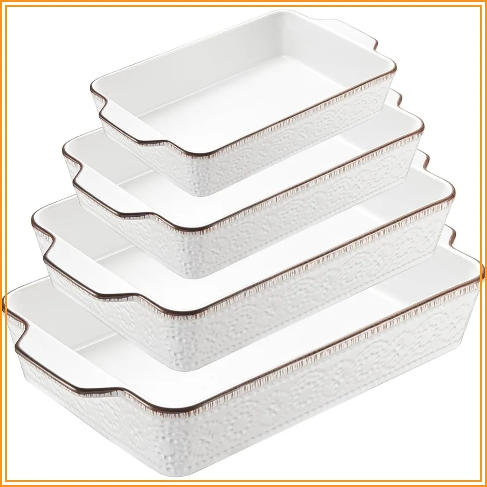 Ceramic Casserole Dishes Set of 4, Non-Stick Bakeware with Handles, 4 Sizes for Lasagna, Cake, Roasting, Microwave & Dishwasher Safe (White)
Ceramic Casserole Dishes Set of 4, Non-Stick Bakeware with Handles, 4 Sizes for Lasagna, Cake, Roasting, Microwave & Dishwasher Safe (White)