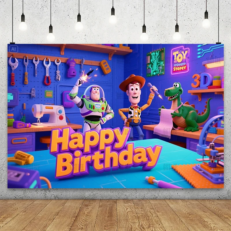 Disney Toy Repair Workshop Backdrop - Buzz Lightyear & Woody Crafting Party Banner Decor Happy Birthday Photography Background
Disney Toy Repair Workshop Backdrop - Buzz Lightyear & Woody Crafting Party Banner Decor Happy Birthday Photography Background