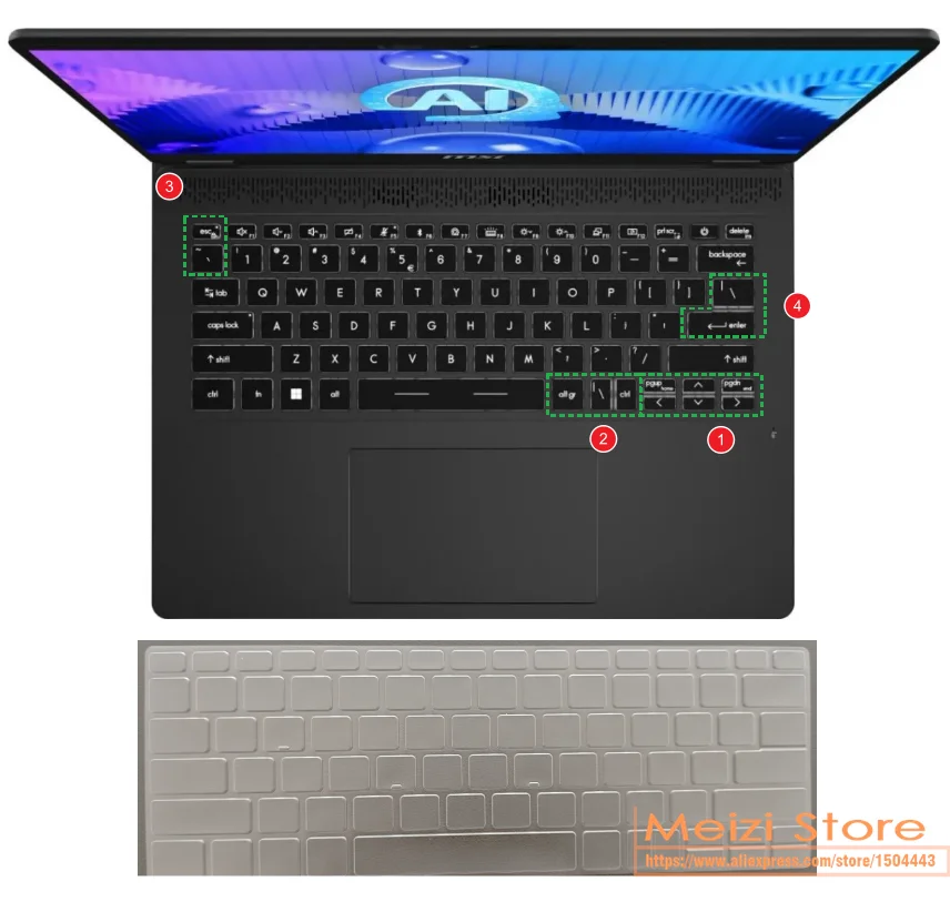 TPU Laptop Keyboard Cover Skin for 14" MSI Prestige 14 AI + Evo C2VMG C2VMX C1M C1MG & Prestige 14 AI Studio C1U C1V C1VFG
TPU Laptop Keyboard Cover Skin for 14" MSI Prestige 14 AI + Evo C2VMG C2VMX C1M C1MG & Prestige 14 AI Studio C1U C1V C1VFG