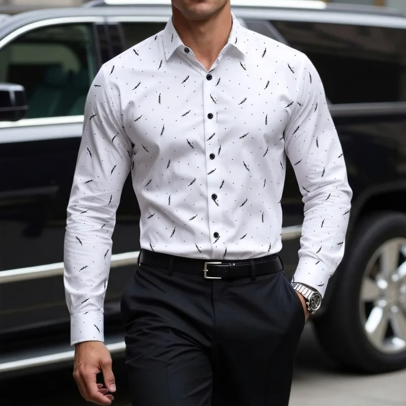 Men's Feather Print Long Sleeve Button Down Shirt Slim Fit Casual Shirt for Business Wedding Party
Men's Feather Print Long Sleeve Button Down Shirt Slim Fit Casual Shirt for Business Wedding Party