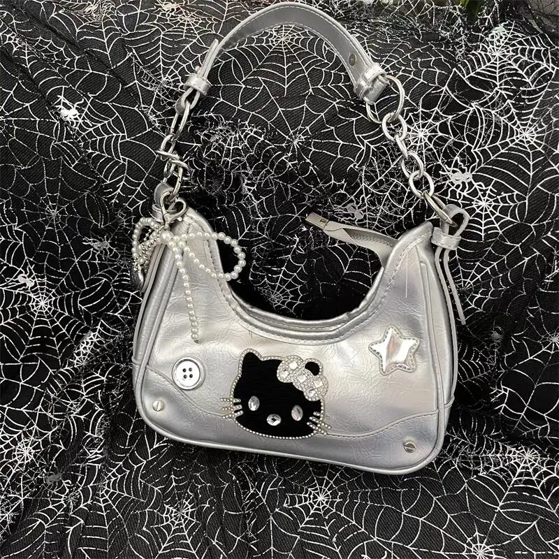 Sanrio New Hello Kitty Underarm Bag Original Bag Y2K Silver Chain Pack Shoulder Bag Niche Hot Girls Locomotive Underarm Bag Gift
Sanrio New Hello Kitty Underarm Bag Original Bag Y2K Silver Chain Pack Shoulder Bag Niche Hot Girls Locomotive Underarm Bag Gift