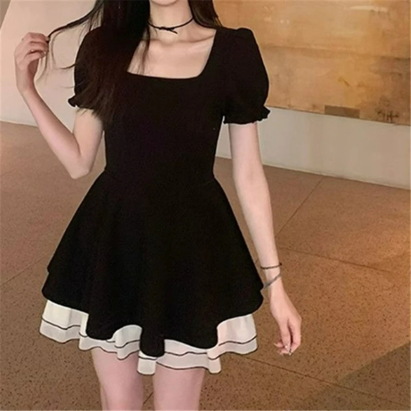 French Hepburn Style Black Square Neck Dress Summer New Small Waist Tutu Skirt Short Skirt Temperament Fashionable Elegance
French Hepburn Style Black Square Neck Dress Summer New Small Waist Tutu Skirt Short Skirt Temperament Fashionable Elegance