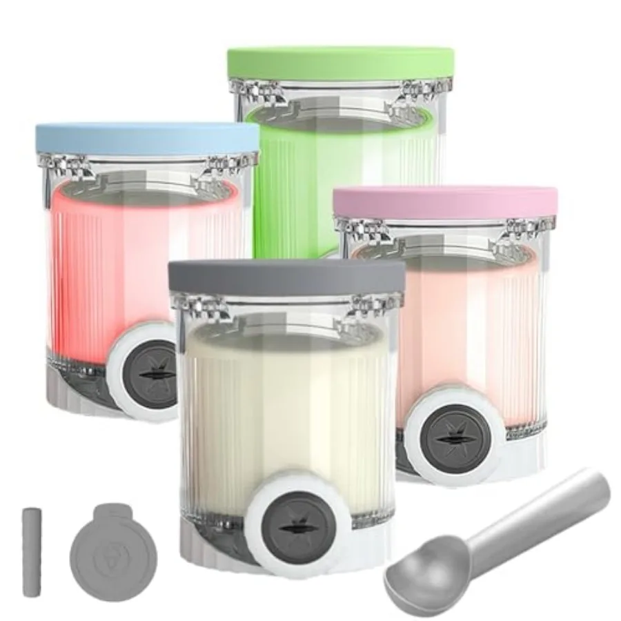 Replacement Pints and silicone Lids 4 Pack - Compatible with Ninja Swirl Creami NC700 Series Ice Cream Maker, BPA-Free, Dishwas
Replacement Pints and silicone Lids 4 Pack - Compatible with Ninja Swirl Creami NC700 Series Ice Cream Maker, BPA-Free, Dishwas