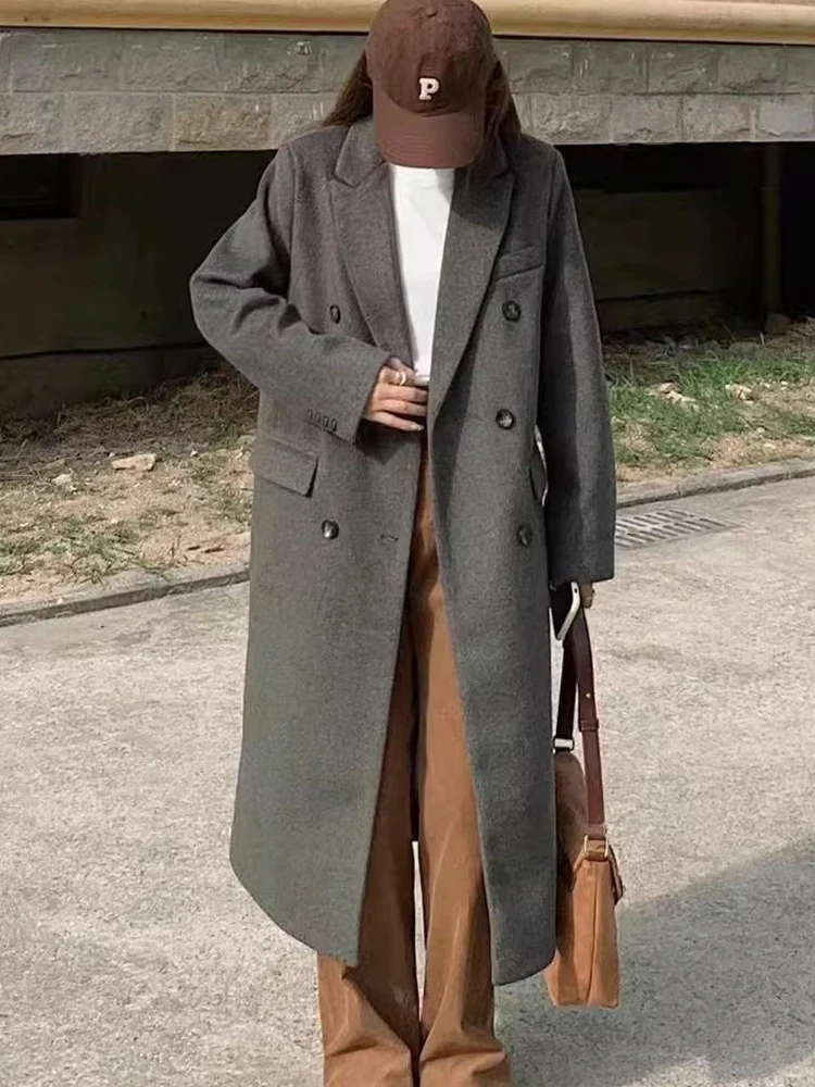 Wool Blend Coat Women Grey Long Woolen Coat Female Autumn Winter Loose Casual Thick Jackets Lady Korean Fashion Elegant Outwear
Wool Blend Coat Women Grey Long Woolen Coat Female Autumn Winter Loose Casual Thick Jackets Lady Korean Fashion Elegant Outwear