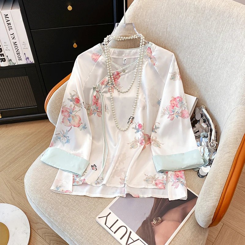New Chinese Style Floral Jacquard Shirt Elegant Summer Round Neck Casual Top Vintage Traditional Frog Button Women Blouse
New Chinese Style Floral Jacquard Shirt Elegant Summer Round Neck Casual Top Vintage Traditional Frog Button Women Blouse