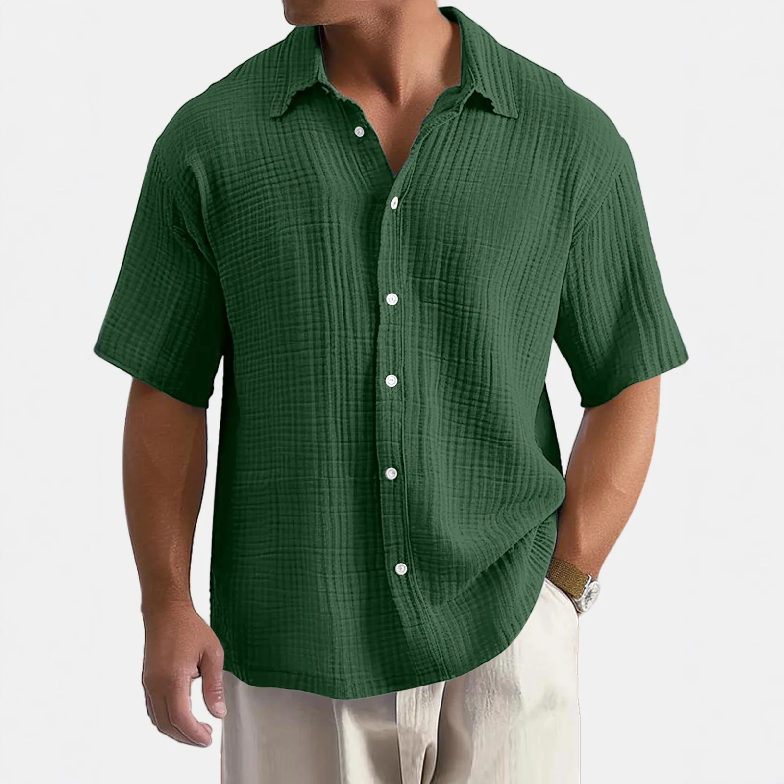 Loose Casual Men's Short Sleeve Shirt Summer Comfortable Breathable Loose Fit Male Model Classic Collar Open Cardigan Style
Loose Casual Men's Short Sleeve Shirt Summer Comfortable Breathable Loose Fit Male Model Classic Collar Open Cardigan Style