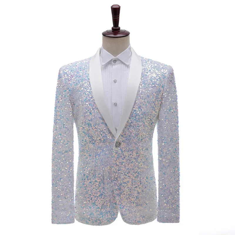 KIDWHXR Blazer Man Fashion Patchwork Sequin Turn Down Collar Male Suit Coat Single-breasted Long Sleeve Stage Party Men Jacket
KIDWHXR Blazer Man Fashion Patchwork Sequin Turn Down Collar Male Suit Coat Single-breasted Long Sleeve Stage Party Men Jacket