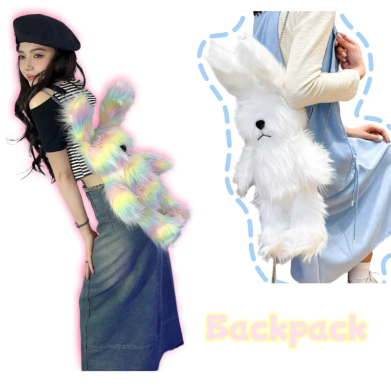 50cm Long Plush Rabbit Chain Backpack Fashion Colorful Hair Animal Women Bag Cartoon Rabbit Backpack Birthday Gifts for Girls
50cm Long Plush Rabbit Chain Backpack Fashion Colorful Hair Animal Women Bag Cartoon Rabbit Backpack Birthday Gifts for Girls