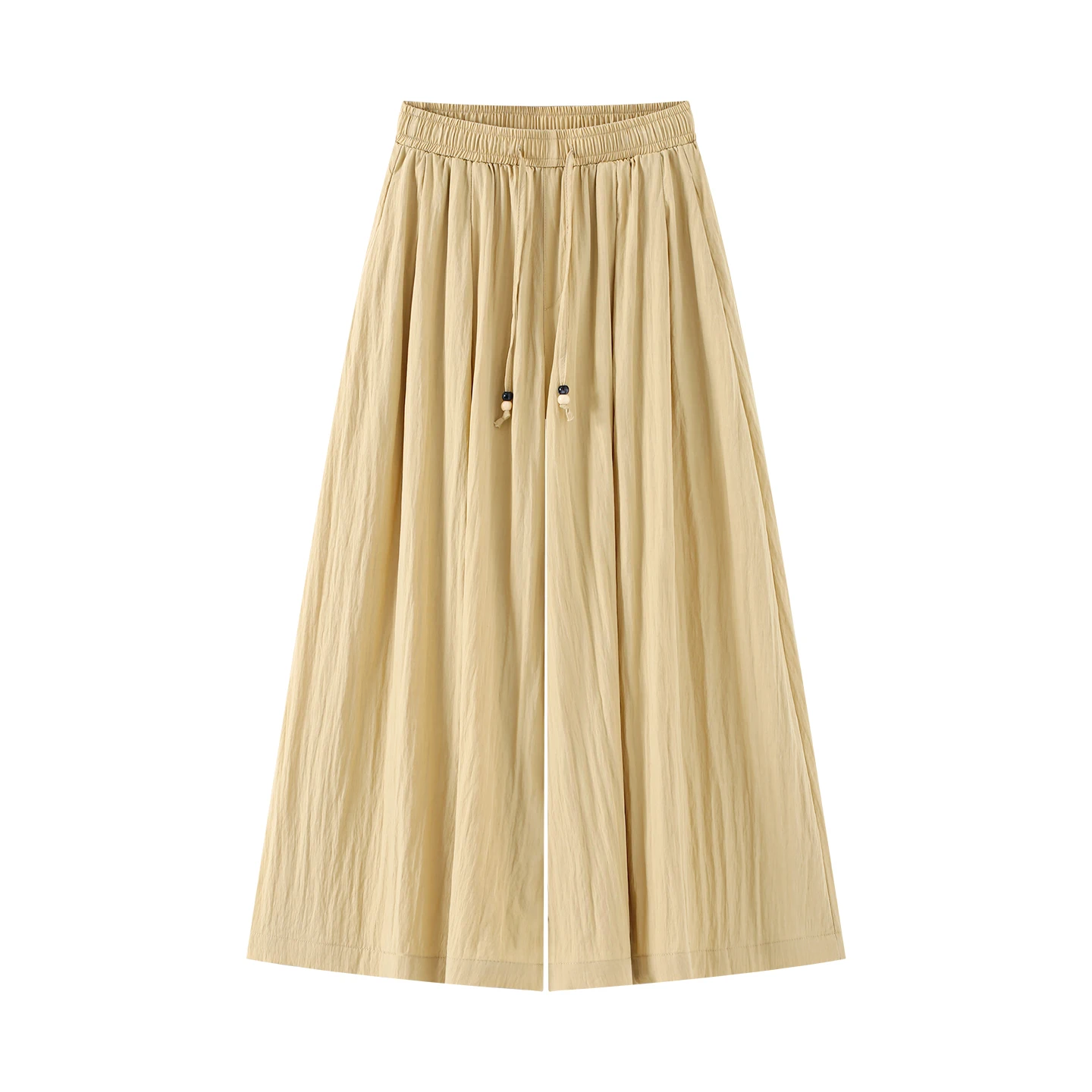 Khaki Crinkled Fabric Wide Leg Culottes Women Elastic Drawstring High Waist Cropped Ankle Length Casual Loose Pants
Khaki Crinkled Fabric Wide Leg Culottes Women Elastic Drawstring High Waist Cropped Ankle Length Casual Loose Pants