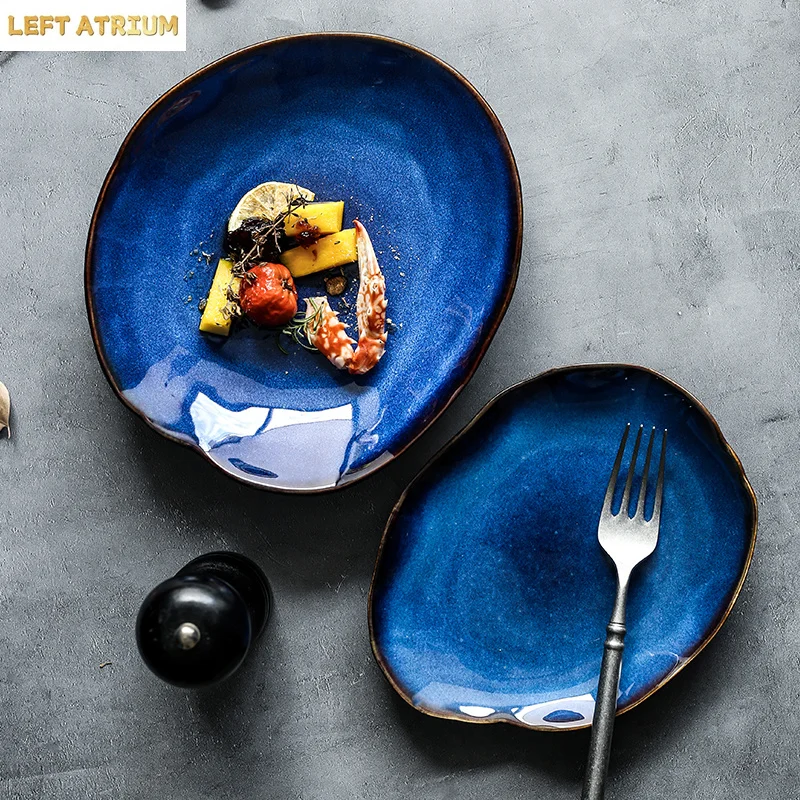Household Ceramic Dinner Plate European Style Blue Glaze Salad Bowl Irregular Tableware Western Dinner Plate/kitchen Supplies
Household Ceramic Dinner Plate European Style Blue Glaze Salad Bowl Irregular Tableware Western Dinner Plate/kitchen Supplies