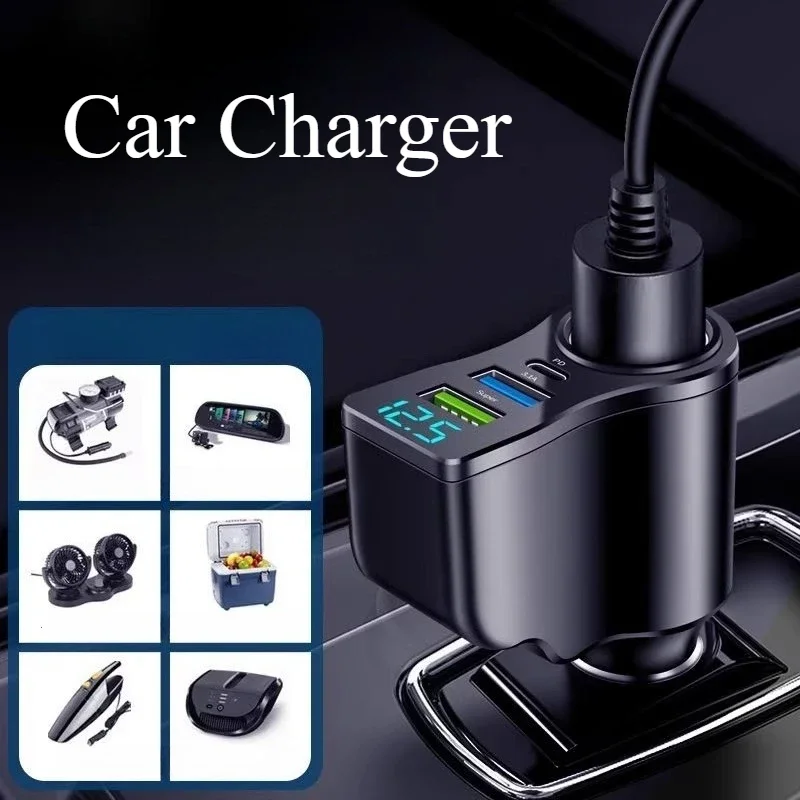 Car Charger Super Fast Charging One-to-four Cigarette Lighter Conversion USB Expansion Multi-function Automobiles Accessories
Car Charger Super Fast Charging One-to-four Cigarette Lighter Conversion USB Expansion Multi-function Automobiles Accessories