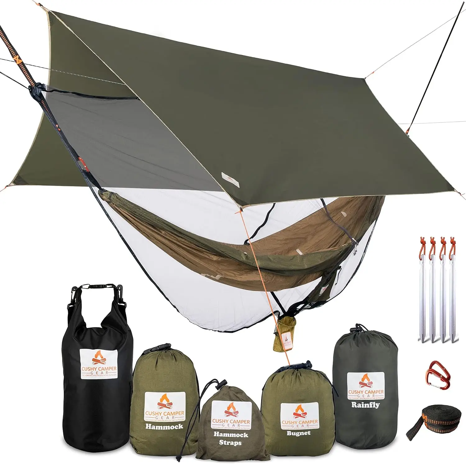 Complete Camping Hammock System with Rain Fly, Bug Net, Straps & Dry Bag - Outdoor Bundle for Backpacking
Complete Camping Hammock System with Rain Fly, Bug Net, Straps & Dry Bag - Outdoor Bundle for Backpacking